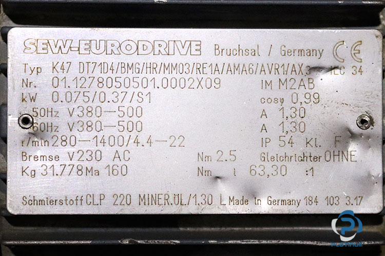 sew-K47DT71D4BMGHRMM03RE1AAMA6AVR1AX-helical-gearmotor(used)-2