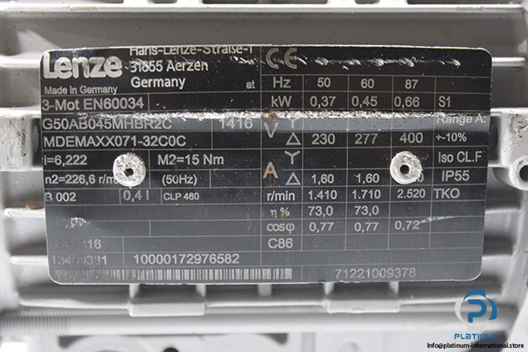 lenze-G50AB045MHBR2C-gear-motor(used)-1