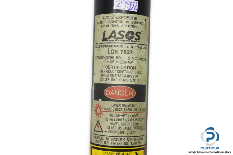 lasos-LGK-7627-helium-neon-laser-tube-(Used)-2