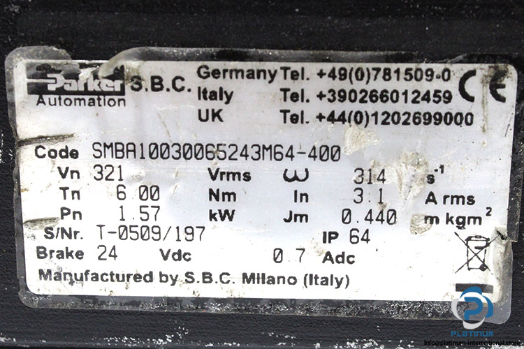parker-SMBA10030065243M64-400-brushless-servo-motor-(used)-1