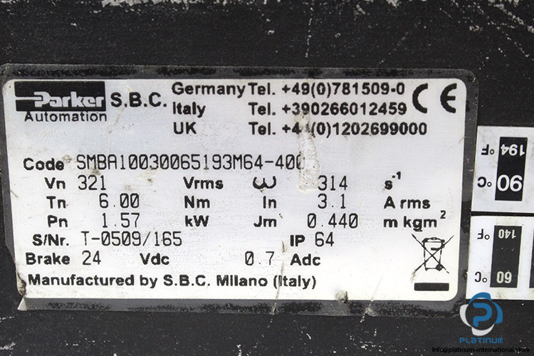 parker-SMBA10030065193M64-400-brushless-servo-motor-(used)-2