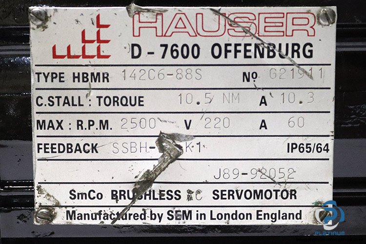 Hauser-HBMR-142C6-88S-brushless-servo-motor-(used)-2