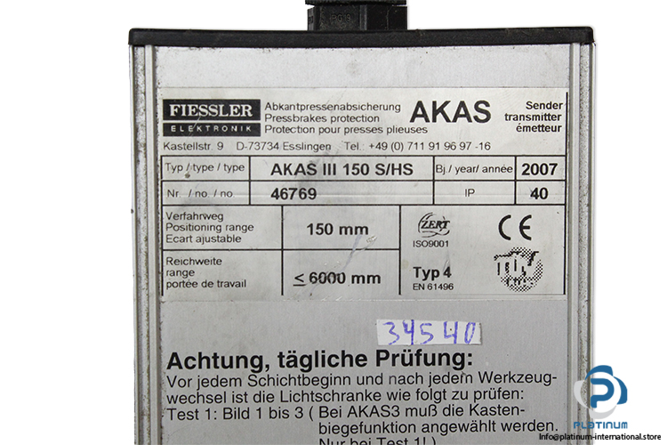 fiessler-elektronik-AKAS-III-150S-HS-press-brake-safety-transmitter-(Used)-2