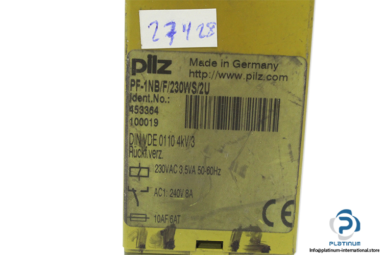 pilz-PF-1NB_F_230WS_2U-100019-0.5-50m-time-safety-relay-(Used)-2