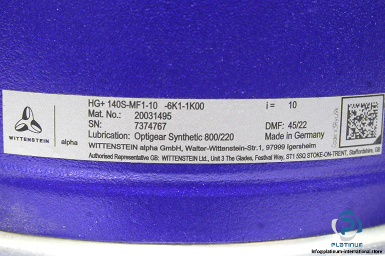 Wittenstein-HG-140S-MF1-10-6K1-1K00-planetary-gearbox(used)-2