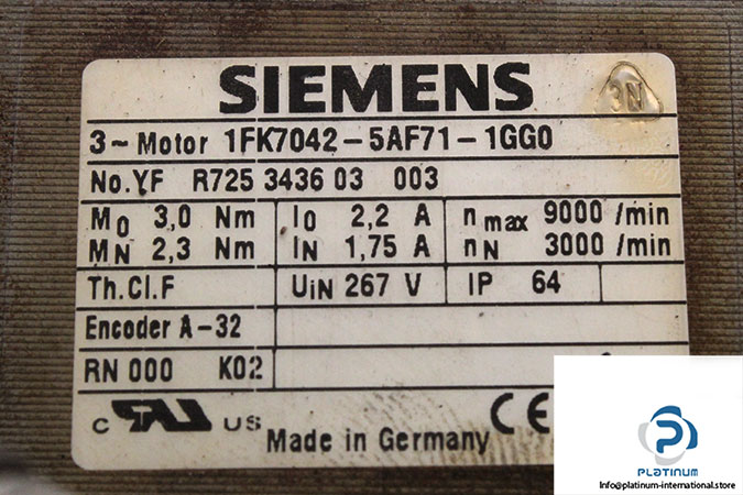 Siemens-1fk7042-5ak71-1GG0-Synchronous-Servo-Motor(used)-2