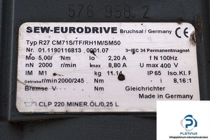sew-R27-CM71S_TF_RH1M_SM50-synchronous-servo-motor-(used)-2