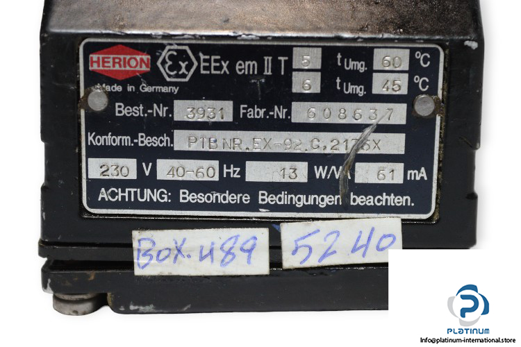 herion-PTB-NR-EX-92-C-1275X-electrical-coil-(used)-2