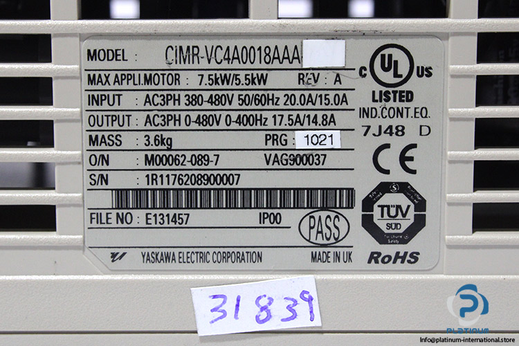 yaskawa-CIMR-VC4A0018AAA-ac-frequency-drive-(new)-4