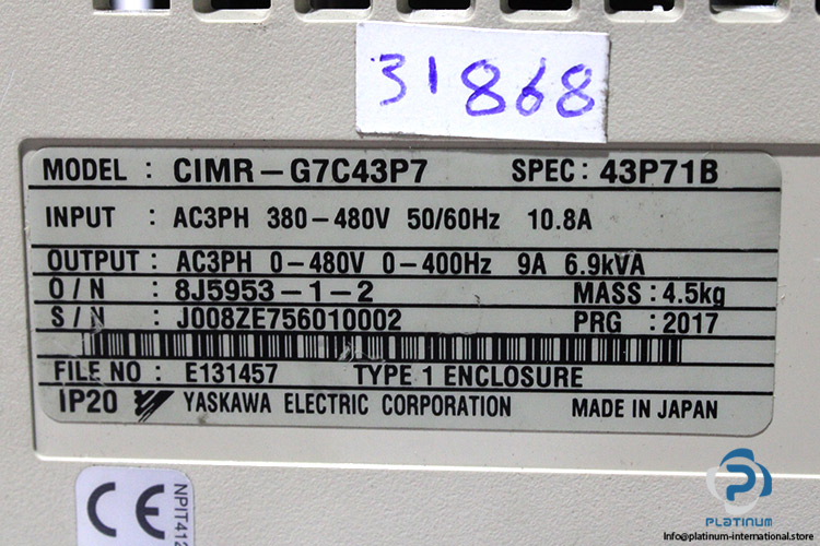 yaskawa-CIMR-G7C43P7-ac-frequency-drive-(new)-(package)-7
